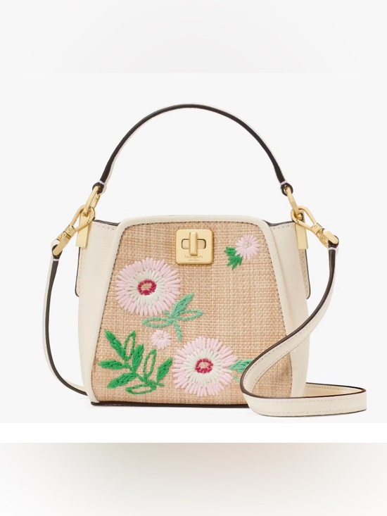 kate spade Handbags - Kate Spade NY Phoebe Straw Mini Crossbody bag w/ Floral Embellishment
